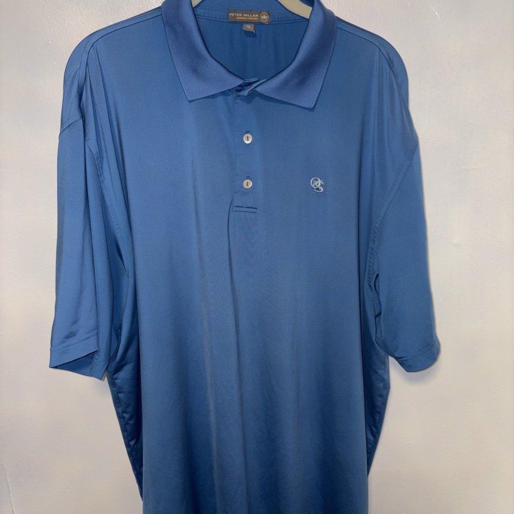 Peter Millar Polo Shirt Mens XL Blue Summer Comfort Golf Performance